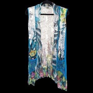 Elysee 26 Underwater Themed Open Front Draped Cardigan
